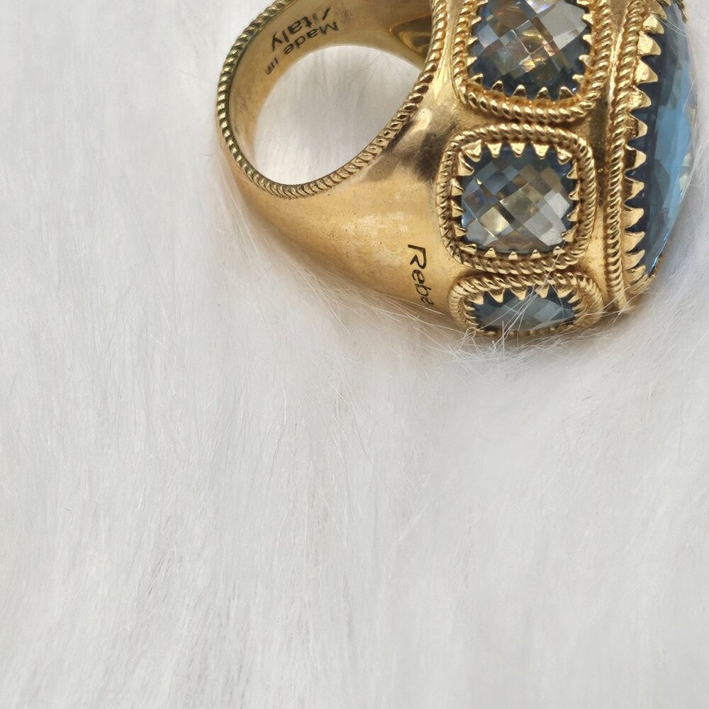 Rebecca Gold plated Aquamarine Statement Ring; size 6 - Picture 3 of 8